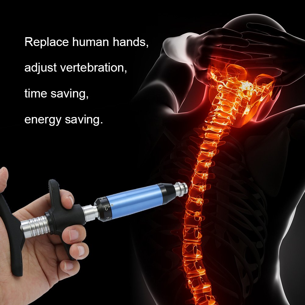 6-Level Spinal Massage Adjusting Tool - Portable Chiropractic Corrector for Thoracic Scoliosis & Vertebrae Alignment - Back Pain Relief & Body Relaxation Kit with 4 Massage Heads (Ideal for Home/Office/Chiropractic Clinic Use)