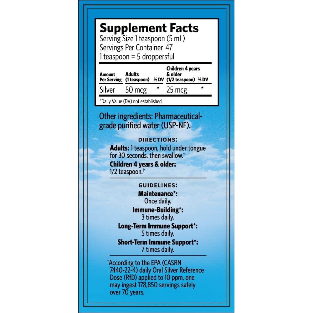 Sovereign Silver Hydrosol 10 PPM Colloidal Silver Supplement with Dropper Top - Immune Support & Natural Wellness Solution for Home, Travel & First Aid