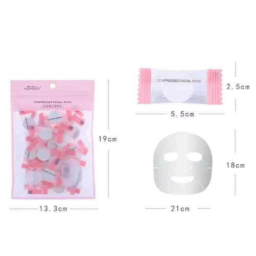 50-Pack Disposable Non-Woven Spa Facial Sheet Masks | Hydrating & Compressed DIY Face Mask for Skincare | Perfect for At-Home Spa, Travel, and Professional Salon Use