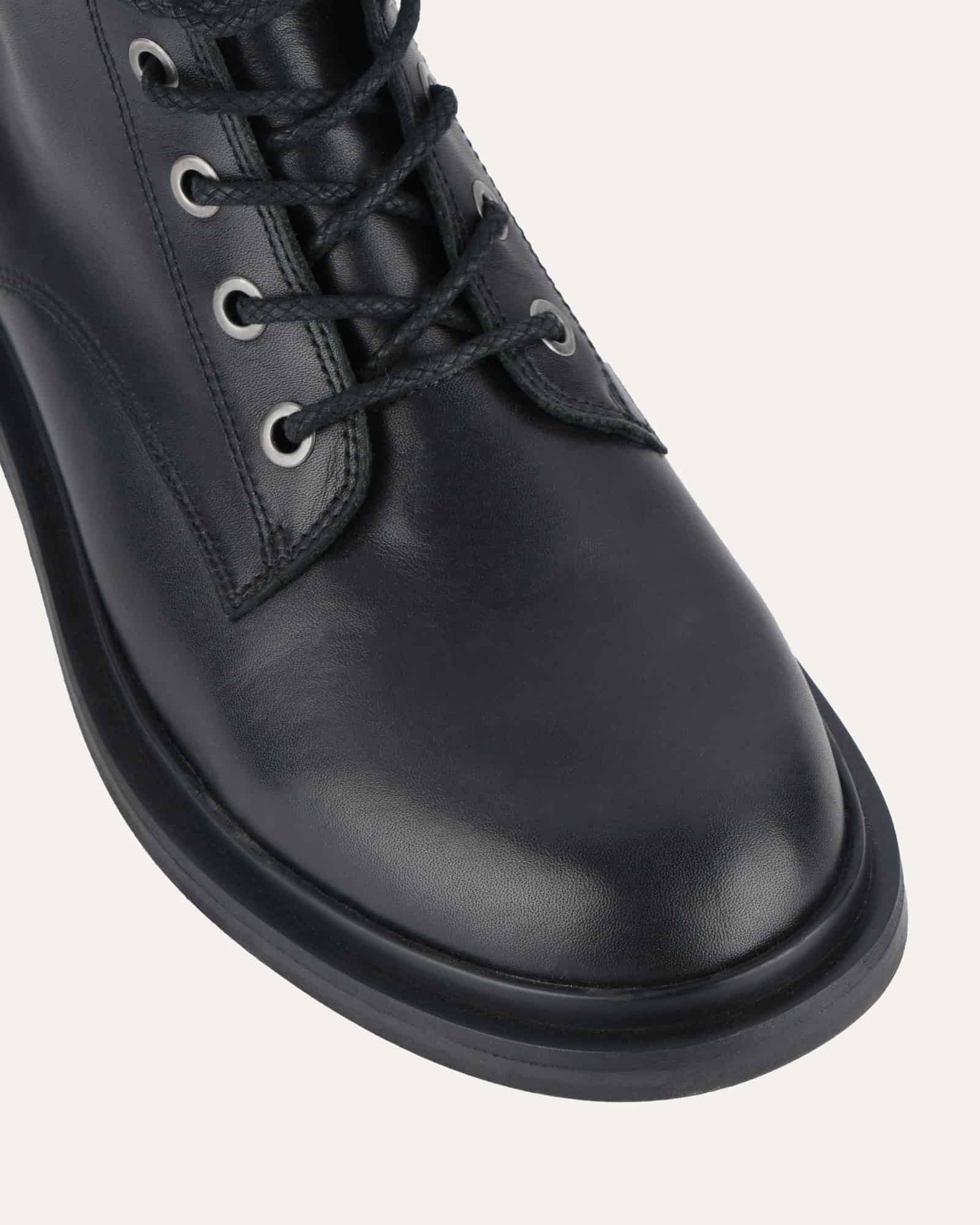 DARWIN Women's Flat Ankle Boots - Genuine Black Leather Booties for Casual Wear & Office Outfits