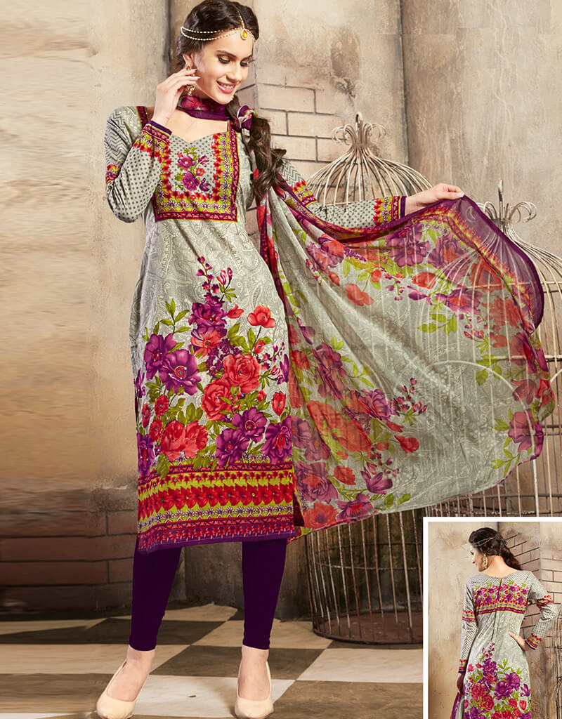 Beige Pure Cotton Suit Chudidar for Women - Traditional Indian Ethnic Wear for Festivals & Weddings