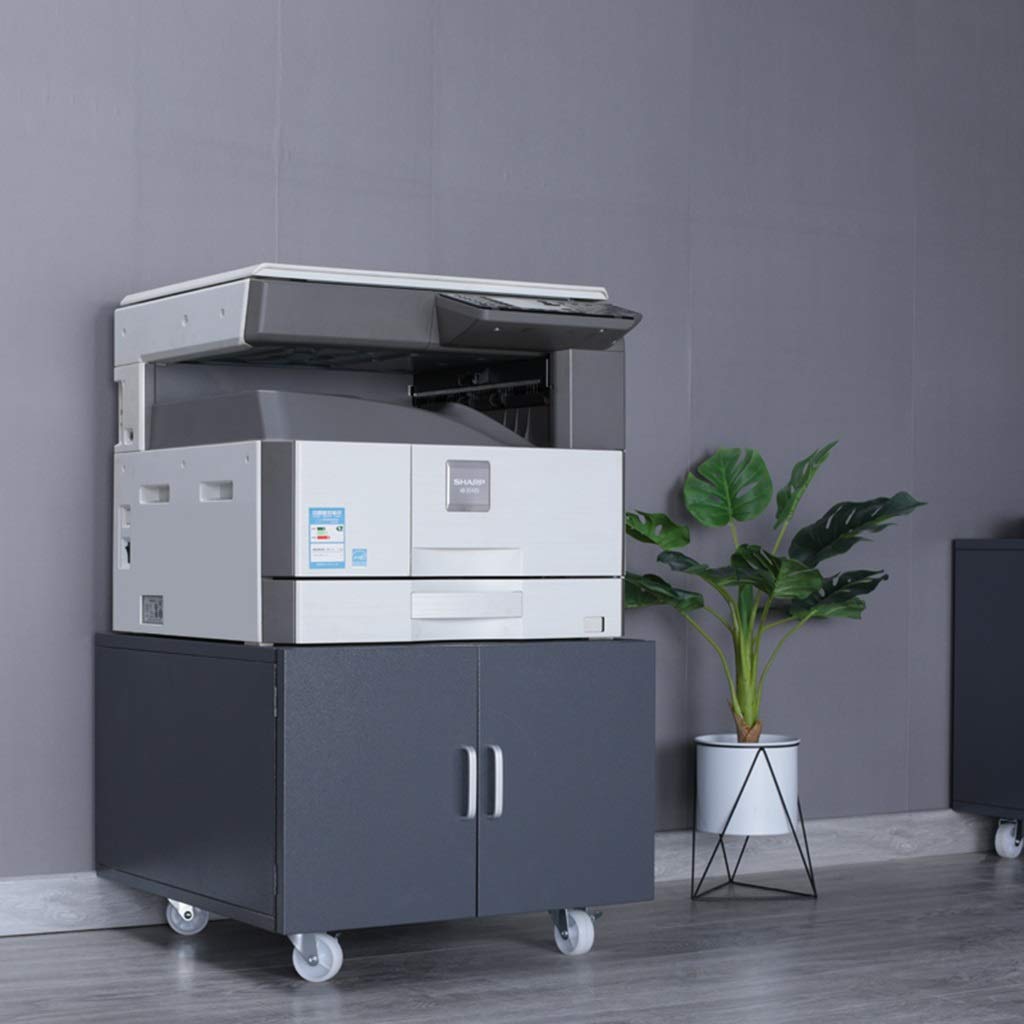 Heavy-Duty Black Printer Stand with Wheels - 60x60x37cm Removable Storage Cabinet for A3 Copiers & Printers - Perfect for Home Office, Printing Shops & Workspaces
