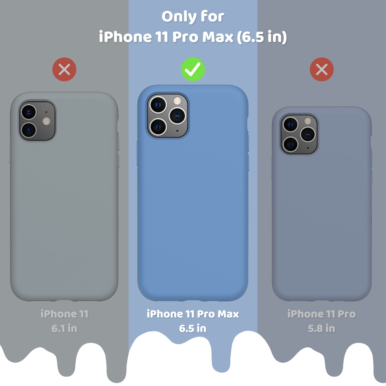 OuXul Slim Liquid Silicone Case for iPhone 11 Pro Max (6.5 Inch) - Cornflower Blue Protective Phone Cover with Full Body Microfiber Lining | Perfect for Everyday Use, Work & Travel Protection