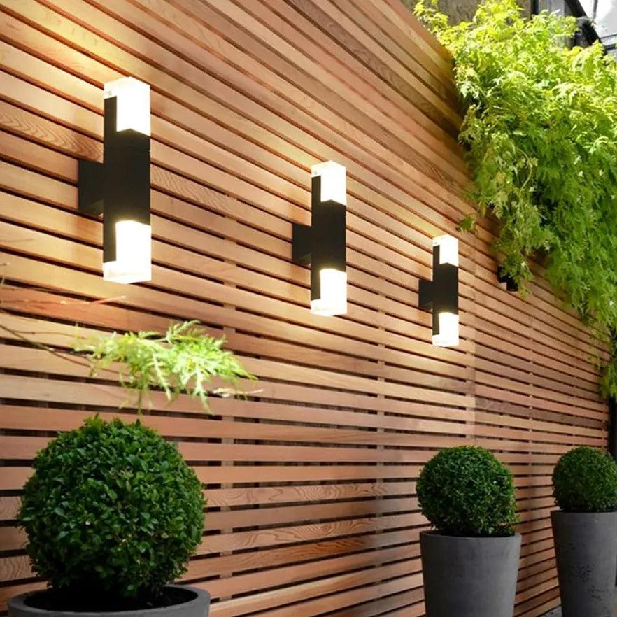 Modern Vertical Outdoor Up and Down Wall Lights - Waterproof LED Sconce for Patio, Garden, Porch, and Facade Lighting | Dimmable & Energy Efficient