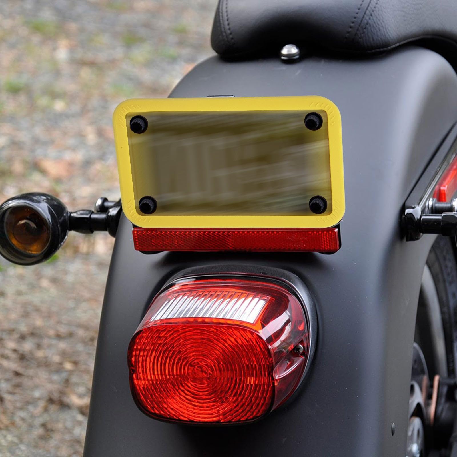 Xotic Tech Motorcycle Silicone License Plate Frame - Durable, Rust Proof, Rattle Proof & Weather Resistant Motorbike Plate Holder (Yellow, 7.56
