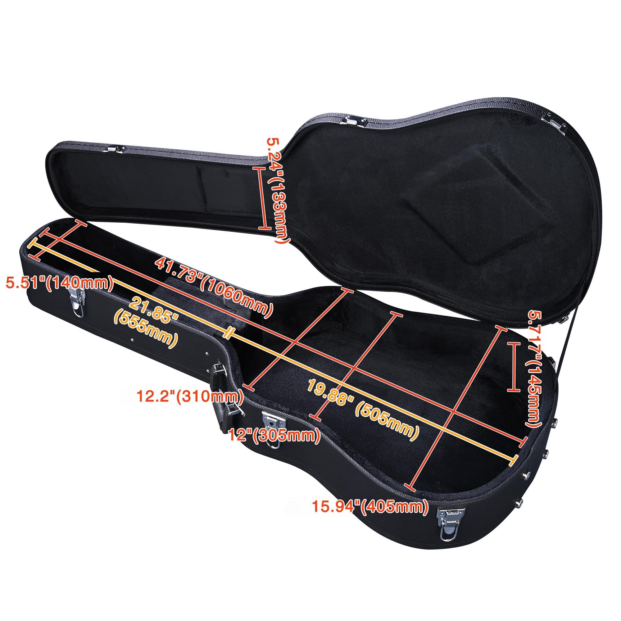 Premium AW Hard Dreadnought Acoustic Guitar Case - 41 Inch Wooden Hardshell with Lock & Accessory Compartment | Airline Approved Travel Protection | Perfect for Musicians, Performers & Frequent Flyers | Black