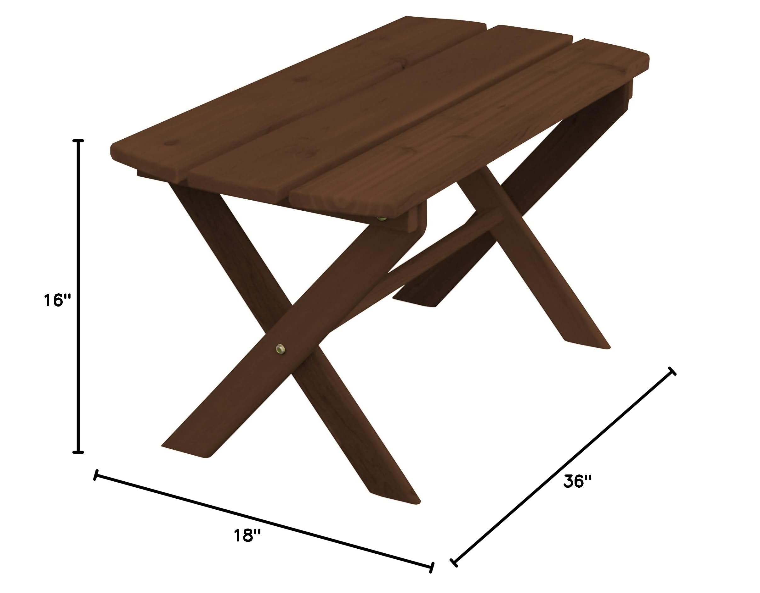 Folding Coffee Table - Solid Cedar Wood, Mushroom Stain Finish - Compact & Space-Saving Design for Small Living Rooms, Patios, and Apartments