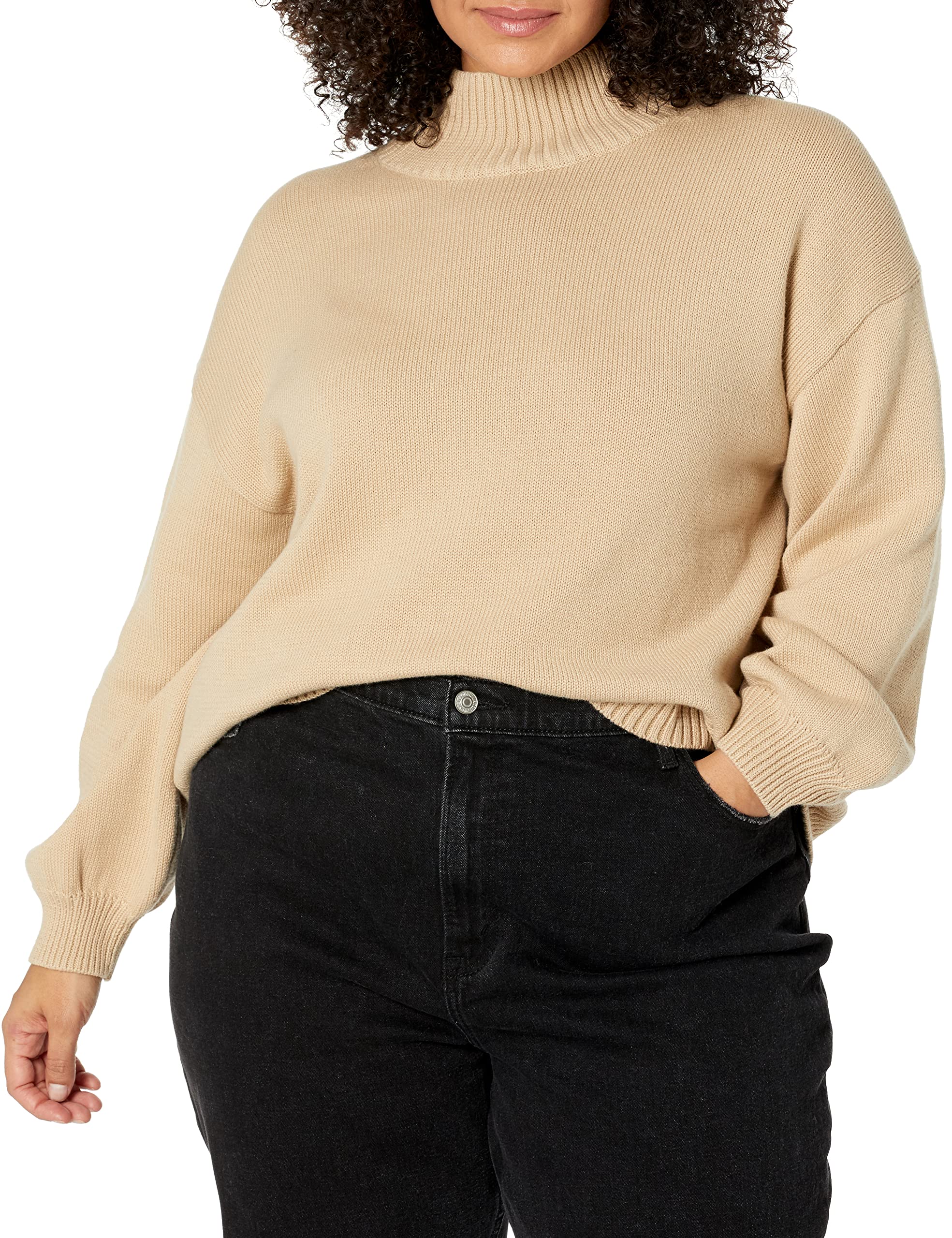 Amazon Essentials Women's Cotton Sweaters - Soft Funnel Neck Pullover, Plus Size & Regular Sizes, Perfect for Casual Wear & Layering in Fall & Winter