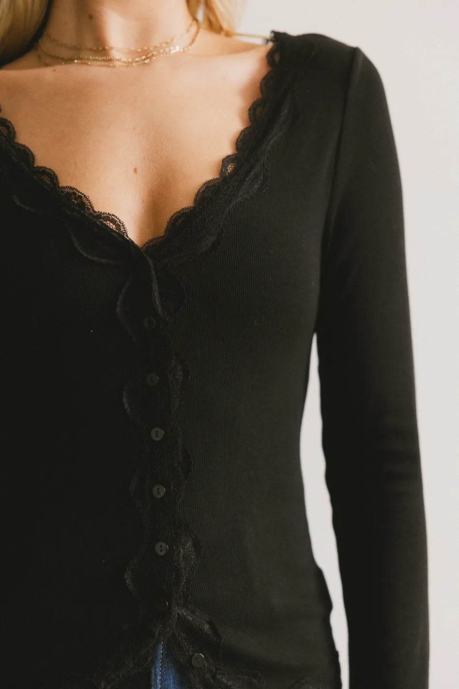 Logan Lace Trim Black Top for Women | Elegant Blouse for Party & Date Night | Final Sale