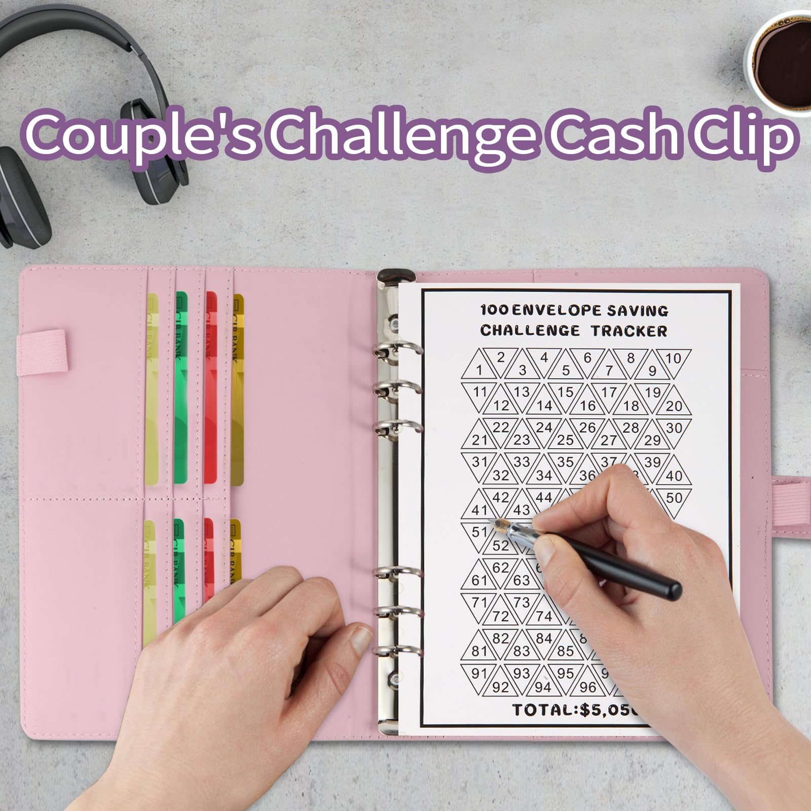 100 Envelopes Money Saving Challenge Binder - Save $5050 in 100 Days with Cash Envelopes, Tracker & Stickers (Multicolor) | Budget Planner for Financial Goals, Debt Payoff & Savings Challenge | Perfect for Home, Office & Personal Finance Organization
