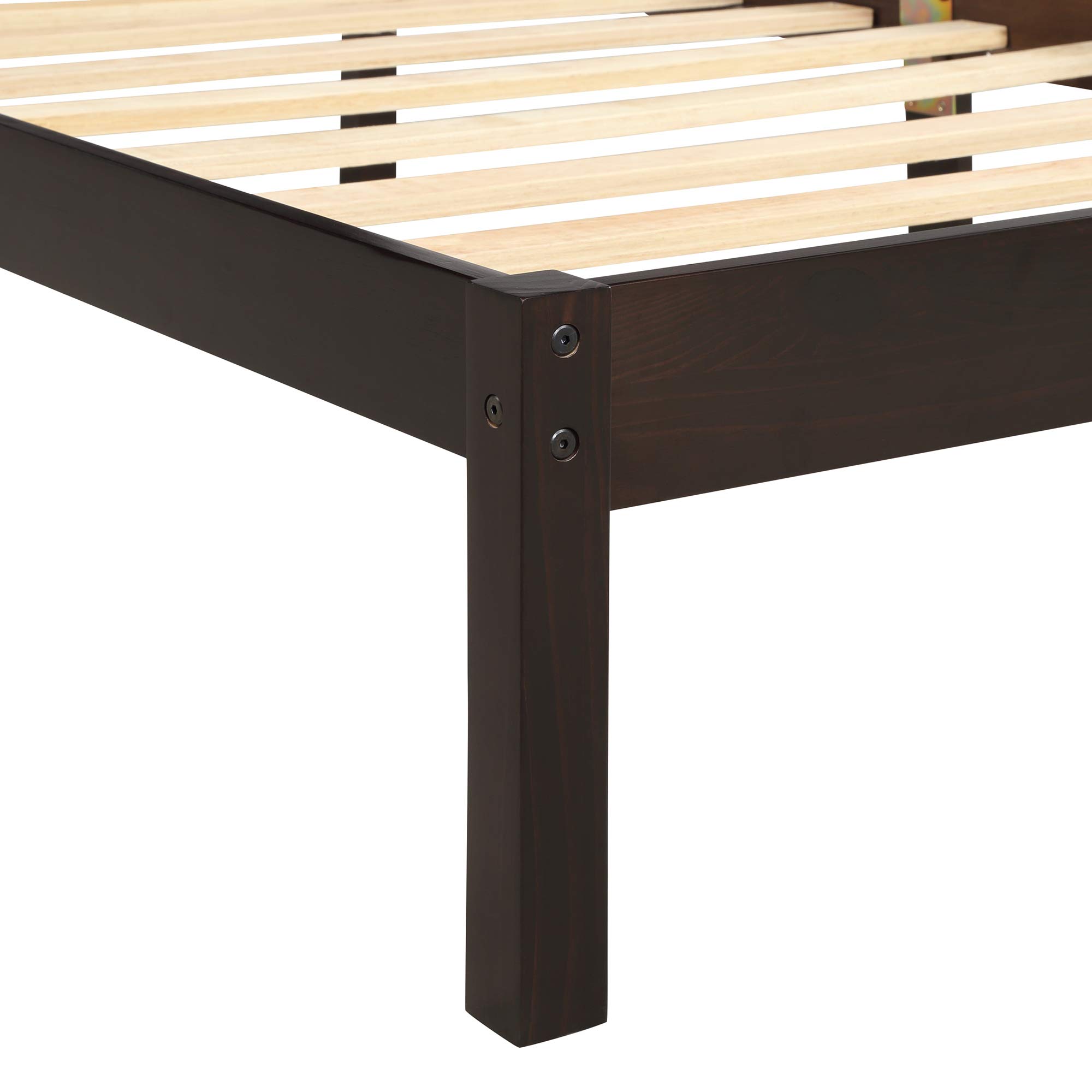 JULYFOX Queen Platform Bed Frame - Heavy Duty 400lb, Espresso Finish for Bedroom
