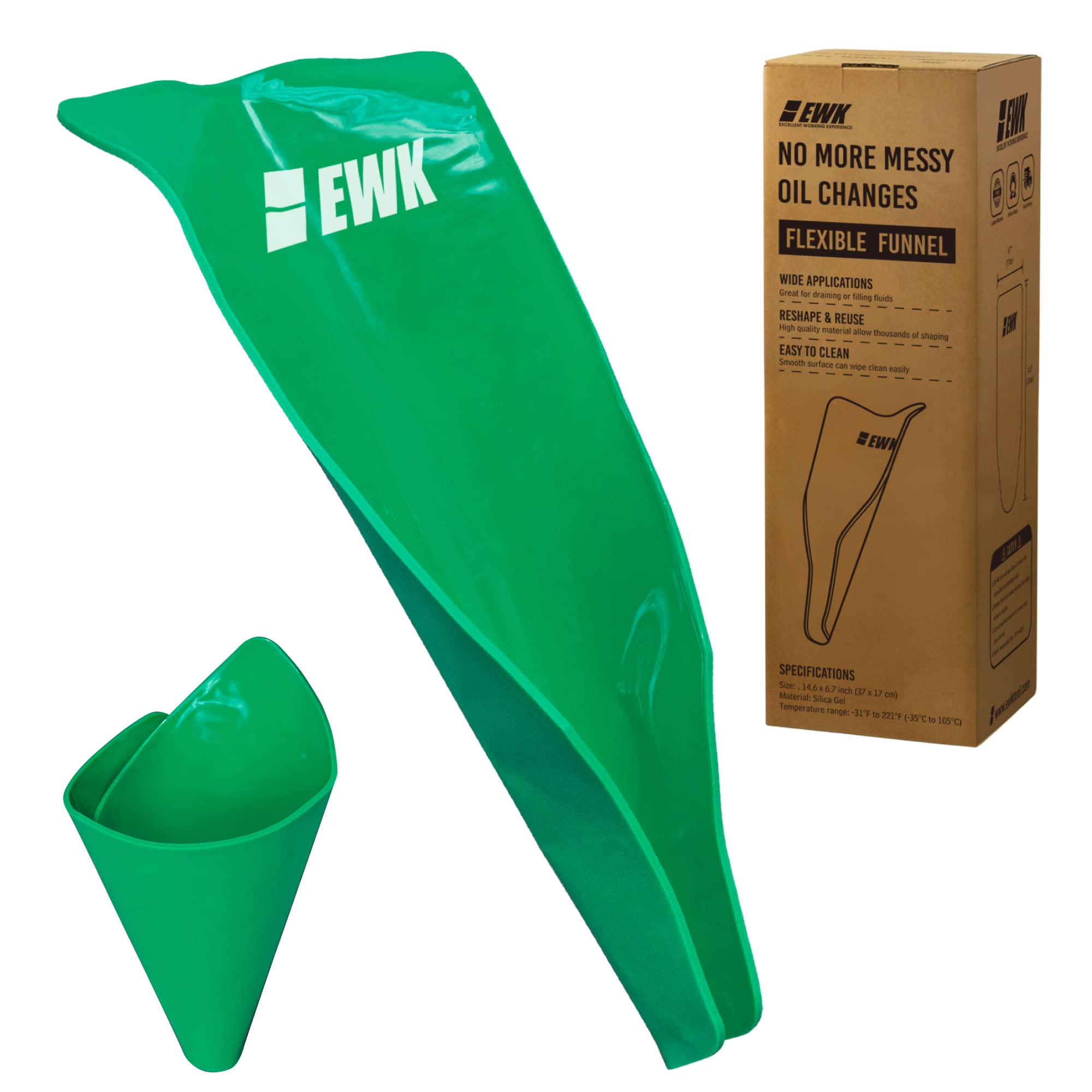 EWK Flexible Oil Funnel - Reusable Spill-Free Oil Change Tool for Cars, Motorcycles & Lawn Mowers - Perfect for DIY Oil Changes & Garage Maintenance
