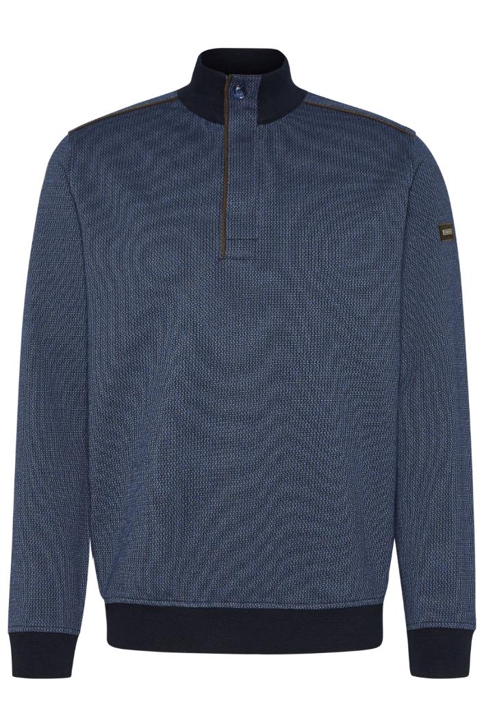 BUGATTI Men's Slim Fit Ribbed Crew Neck Long Sleeve Sweater - Dusty Navy Blue | Casual Winter Pullover for Office & Date Night Outfits