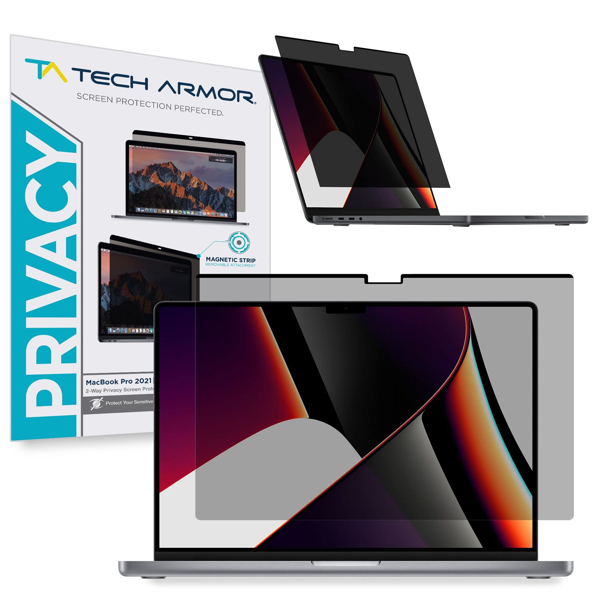 Tech Armor Magnetic Privacy Screen Protector for MacBook Pro 14-inch (2021 Model) - Anti-Spy, Easy Install & Remove with Magnets, 1-Pack - Perfect for Office, Travel & Public Workspaces