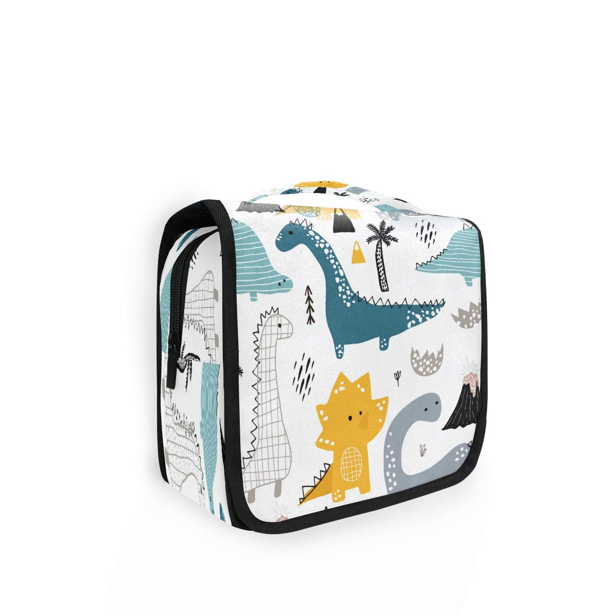Waterproof Hanging Toiletry Bag for Travel - Palm Tree Dinosaur Design Cosmetic Organizer Pouch for Women, Girls & Kids | Perfect for Showers, Beach Trips & Vacation Gifts
