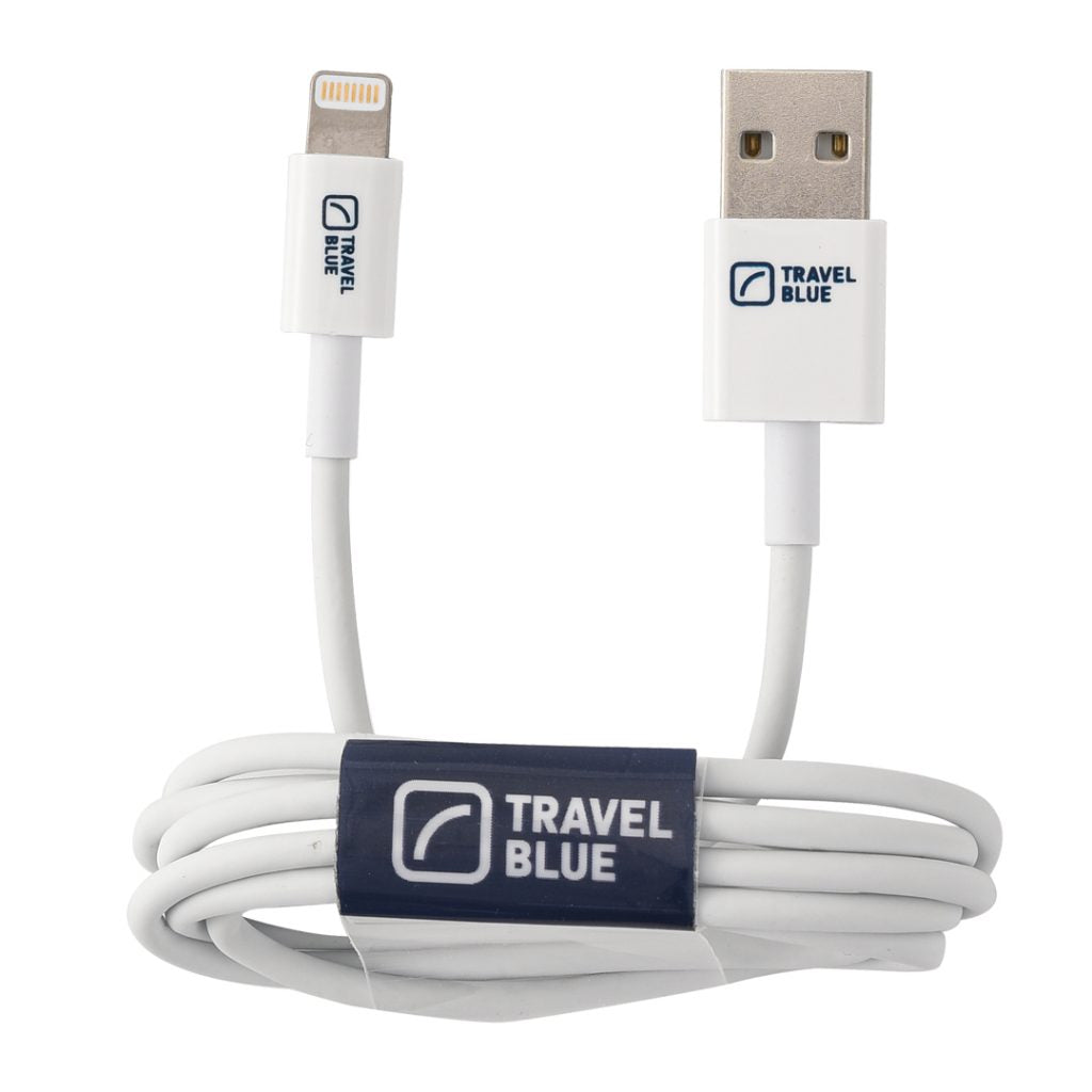 Travel Blue USB A to Lightning Cable 1m (3.3ft) - Fast Charging & Sync for iPhone - Durable White Charging Cord for Home, Office & Travel Accessories