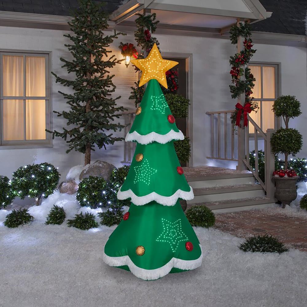 7.5' Micro LED Inflatable Christmas Tree Outdoor Decoration by Gemmy® - Perfect for Holiday Yard, Garden, and Party Decor