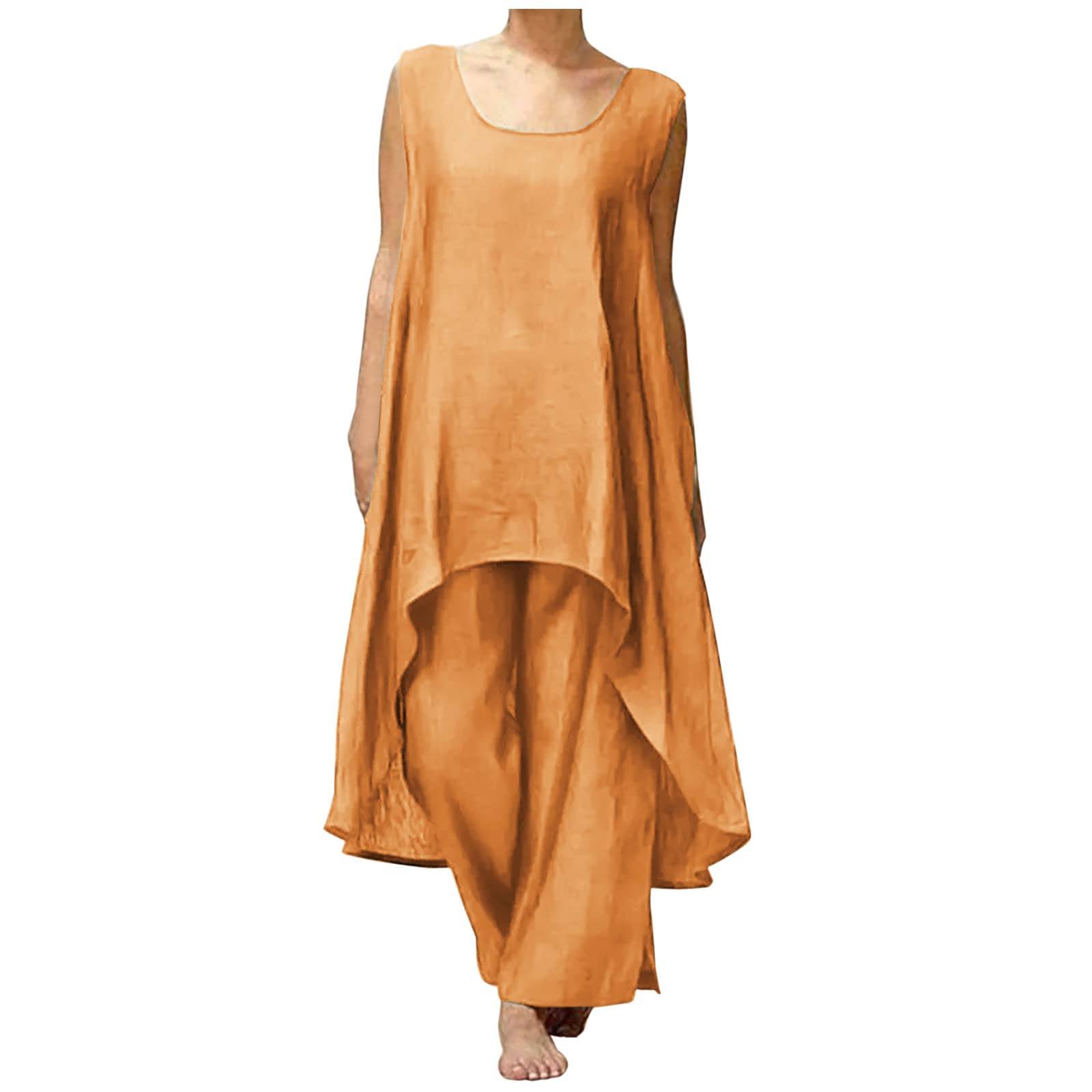 Women's 100% Cotton Linen Lounge Wear Set - Casual Jogging Suits with Wide Leg Pants & Linen Dresses | Comfortable Outfit Gift for Women | Perfect for Relaxing at Home, Yoga, or Weekend Errands