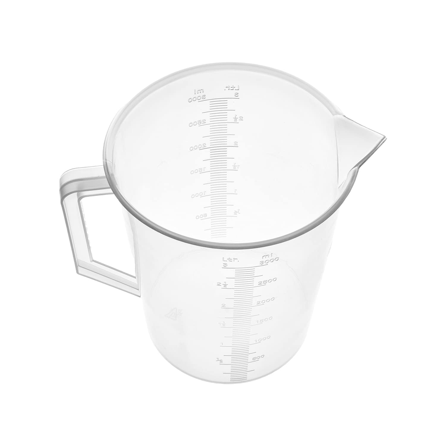 Bettomshin 3000ml Plastic Graduated Beaker with Handle - Transparent Metric Measuring Cup for Lab, Kitchen & DIY Projects - Ideal for Liquid Measurement, Mixing & Science Experiments