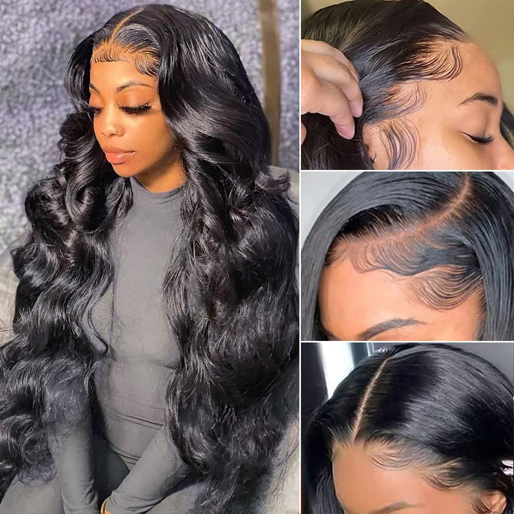13x4 HD Transparent Lace Front Wigs for Black Women - 180% Density Glueless Human Hair Wig with Pre-Plucked Baby Hair & Natural Hairline | Pizazz Body Wave Lace Frontal Wig 22 Inch | Perfect for Daily Wear, Special Occasions & Protective Styling