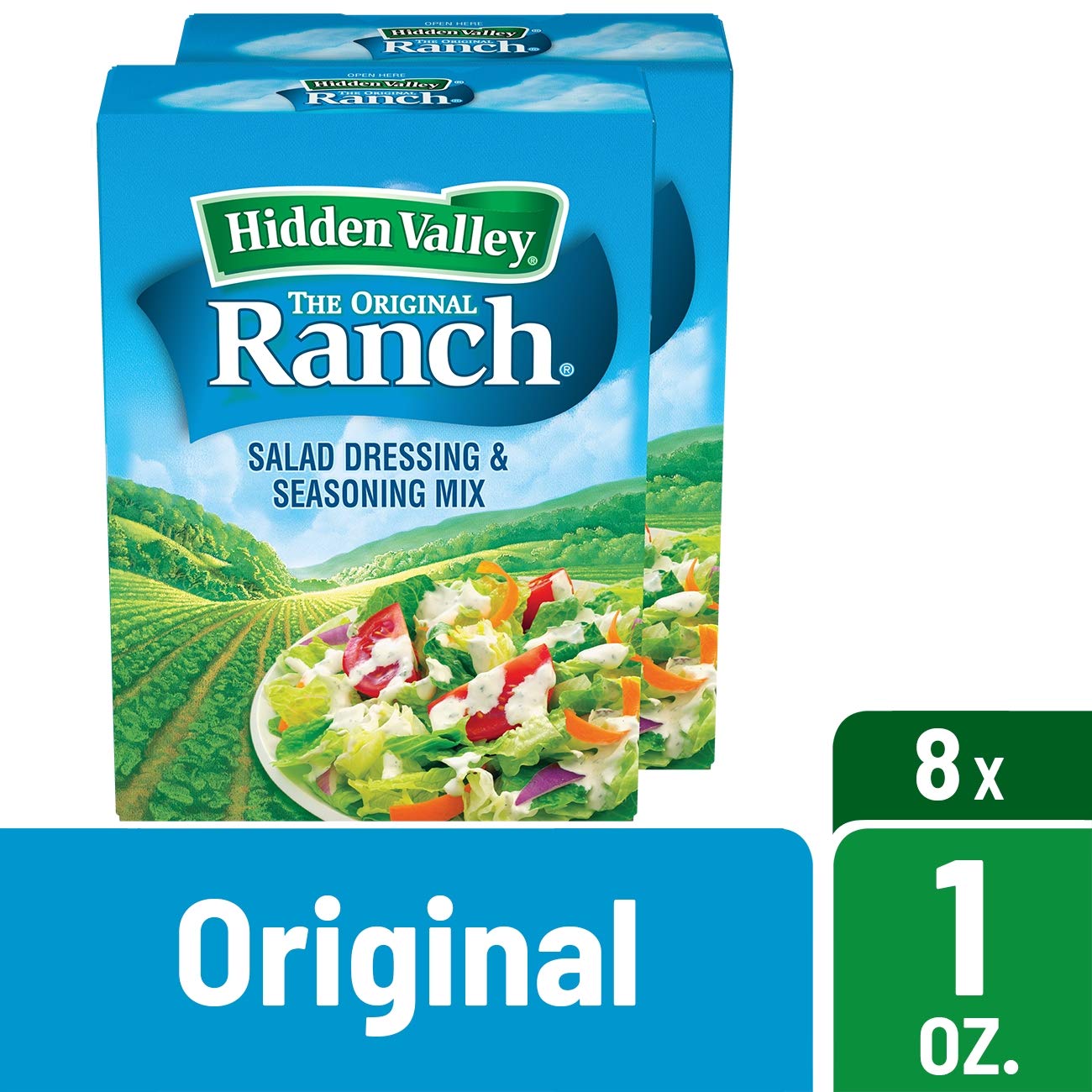 Hidden Valley Original Ranch Salad Dressing & Seasoning Mix - Gluten Free, 8 Packets (1 Oz Each) | Perfect for Salads, Dips, Marinades & Cooking