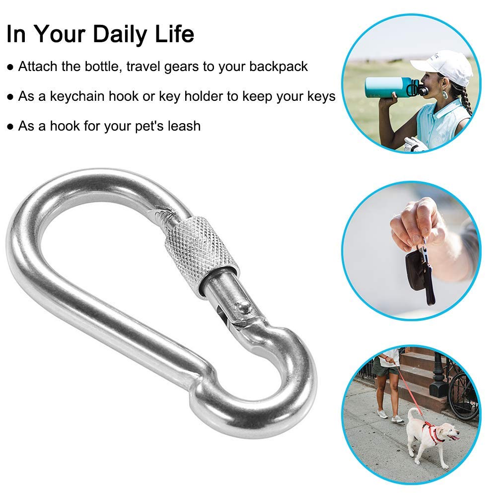PROND Heavy Duty Locking Carabiners - 316 Stainless Steel Screw Gate Carabiner Hooks for Rock Climbing, Hiking, Camping & Outdoor Safety Gear