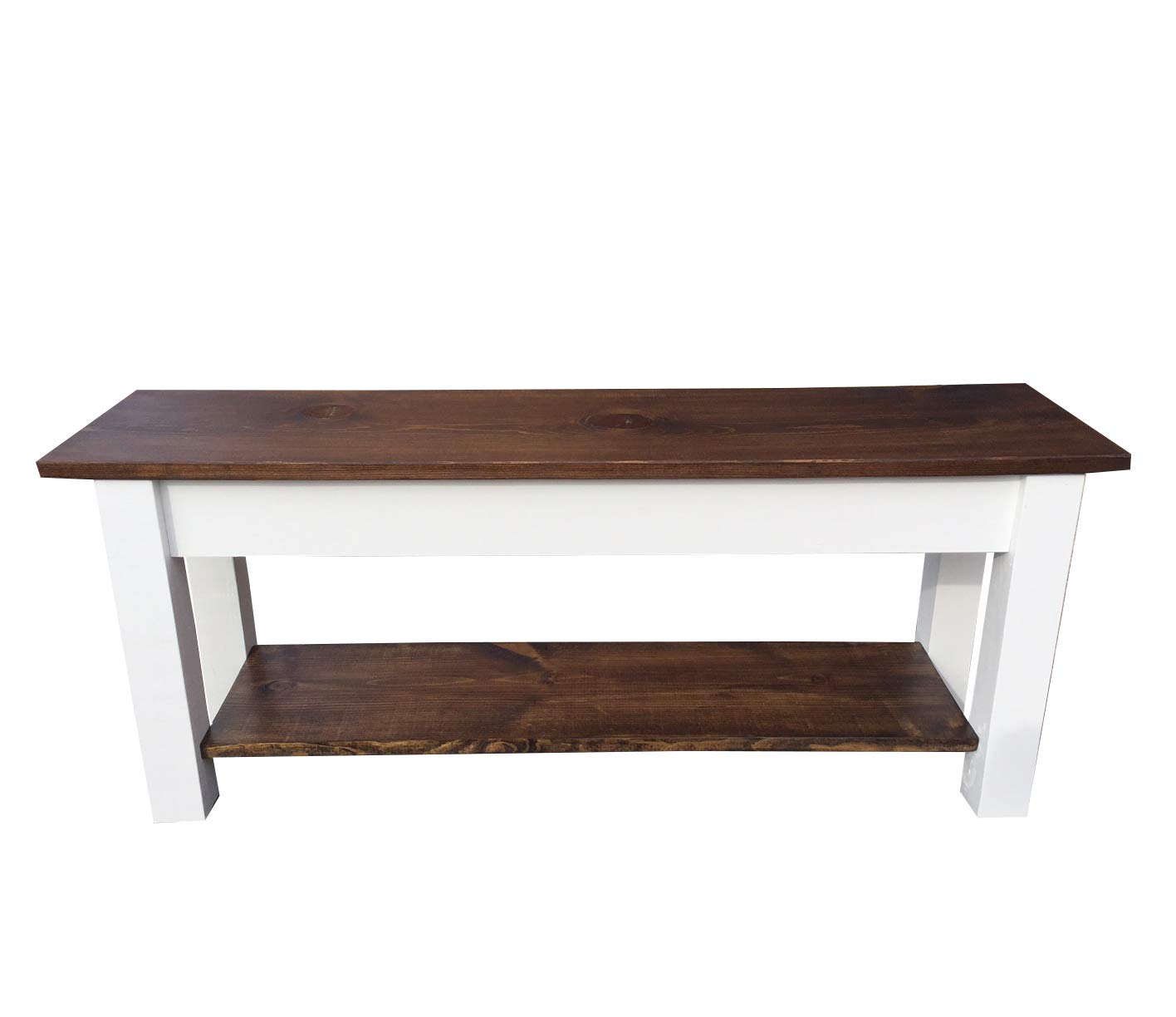 Colonial Harvest Bench with Shelf - 42 Inch Rustic Farmhouse Entryway Bench with Storage | Perfect for Mudroom, Hallway, or Living Room Decor