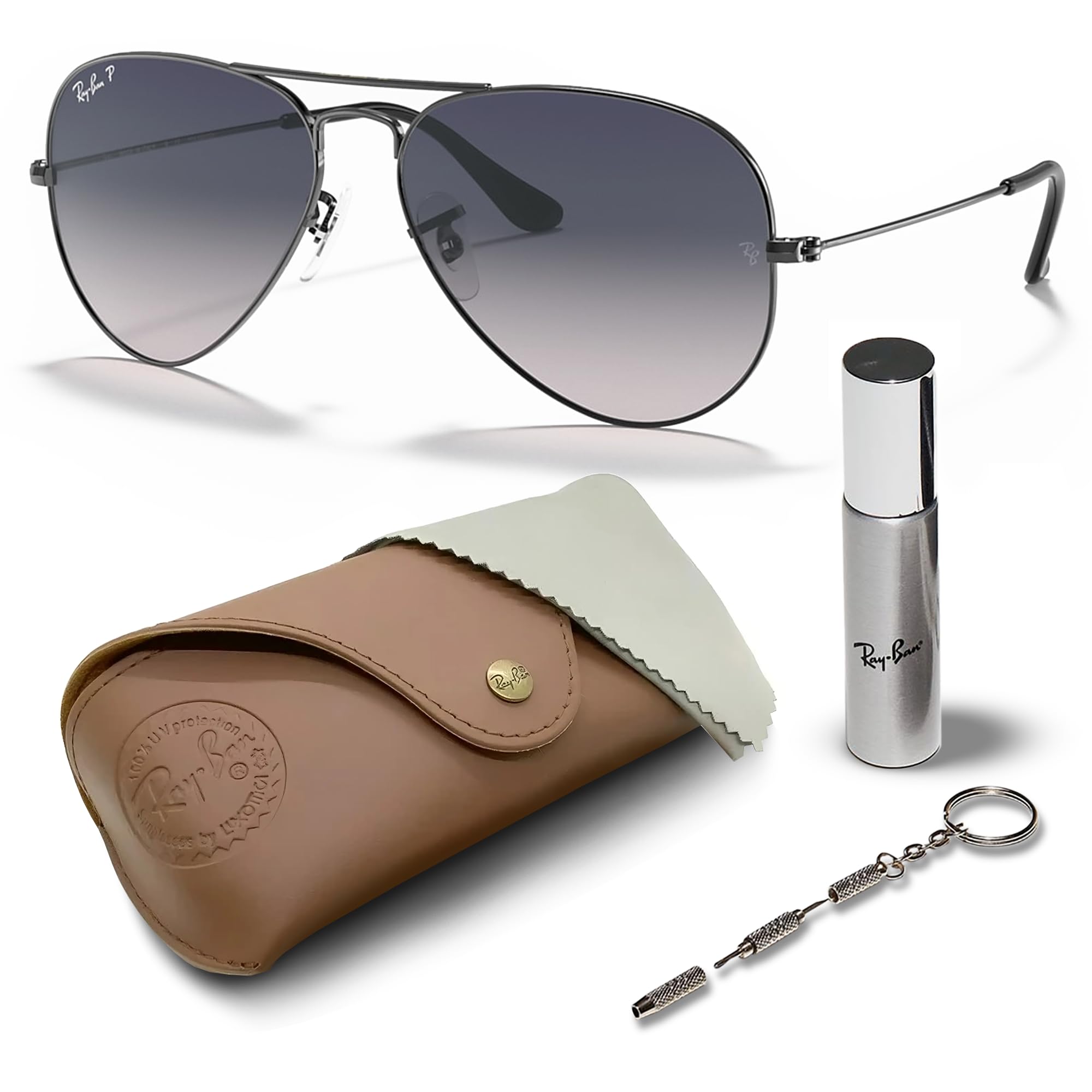 Ray-Ban RB3025 Classic Gradient Aviator Sunglasses with Eyewear Kit - Adjustable Nose Pads & UV Protection - Retro Style for Men & Women - Perfect for Driving, Travel, and Outdoor Activities