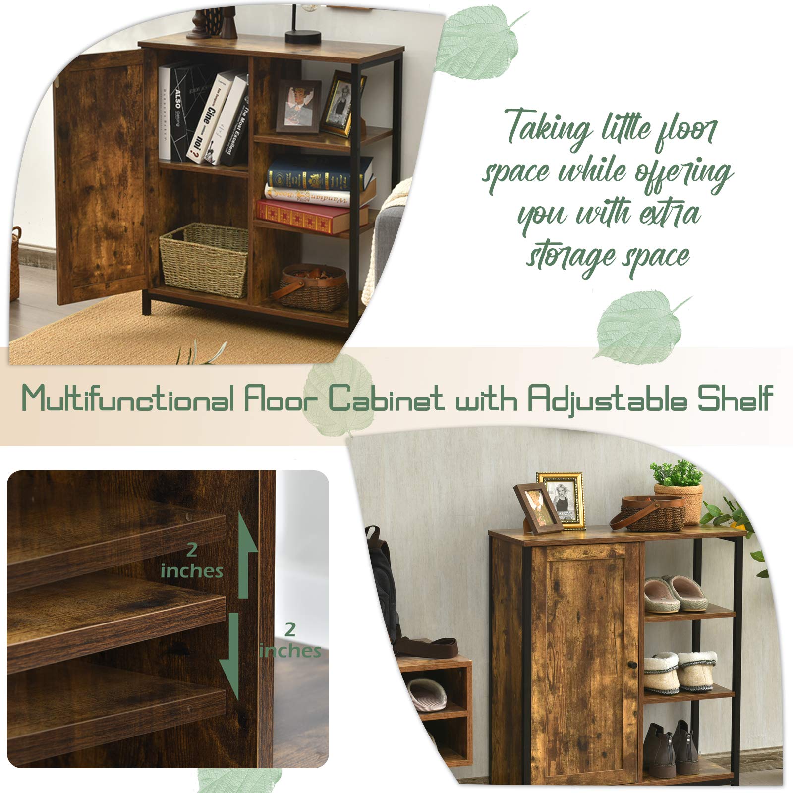 GLACER Rustic Brown Industrial Floor Cabinet - 27.5