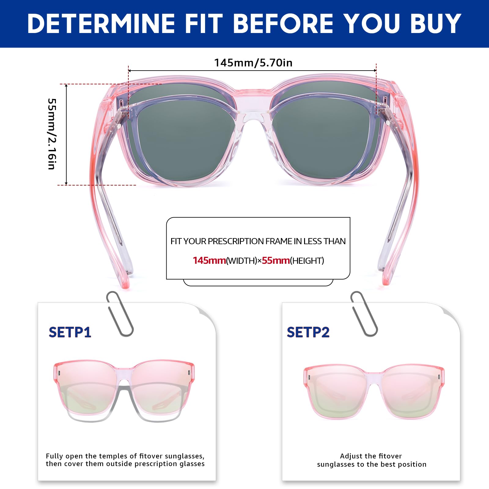 Xfeel Polarized Sunglasses for Women - Fit Over Prescription Glasses with UV400 Protection - Stylish & Comfortable for Driving, Outdoor Activities & Daily Wear