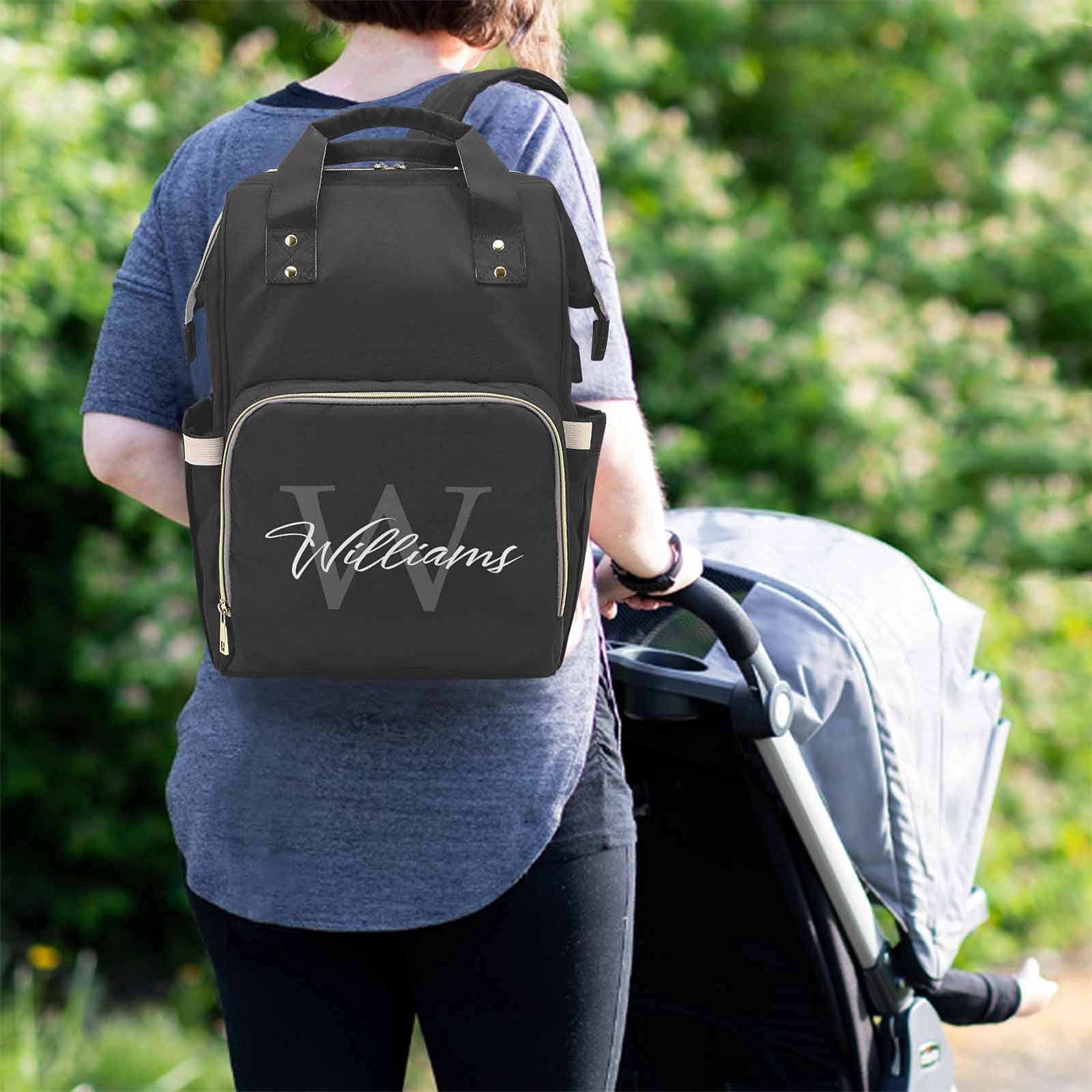 Personalized Monogram Diaper Bag - Gray Waterproof Travel Shoulder Bag for Moms, Baby Essentials Organizer (Perfect for Daycare, Travel & Everyday Use)