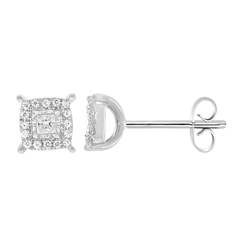 9ct White Gold 1/5 Carat Diamond Stud Earrings for Women - Elegant Everyday Jewelry Gift for Anniversary, Birthday & Special Occasions