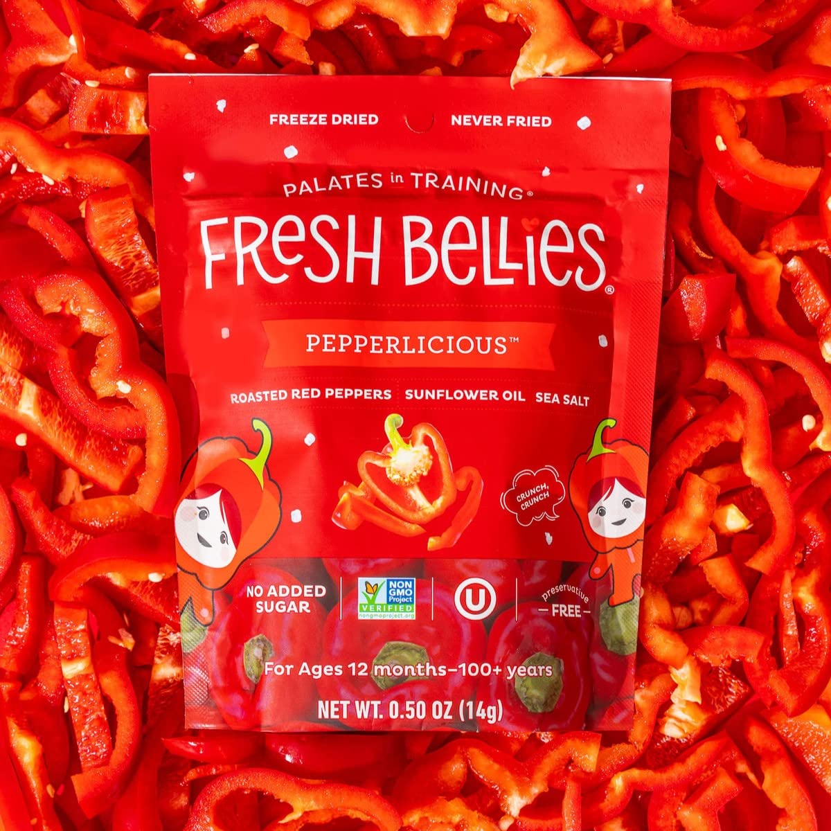 Freeze Dried Red Pepper Snacks for Kids & Toddlers - Healthy Vegan Baby Food with No Sugar Added, Gluten Free, 6 Pack (Pepperlicious) | Perfect for On-the-Go Snacking, Lunchboxes & Baby-Led Weaning