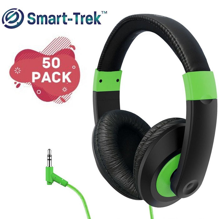 HamiltonBuhl Smart Trek Deluxe Stereo Headphones with Volume Control - 3.5mm TRS Plug - Bulk 50 Pack (2 Color Options) - Perfect for Schools, Libraries & Call Centers