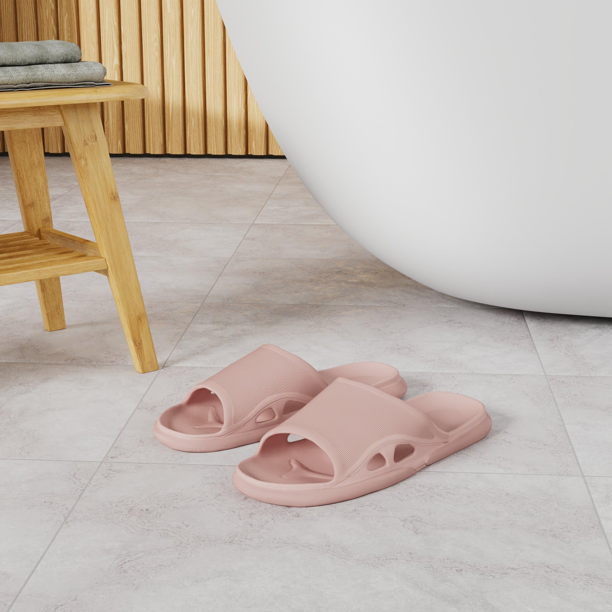 LM Women's Non-Slip Shower Slippers - Comfortable Bathroom Sandals, House Slippers for Dorm, Spa & Indoor Use - Perfect for Bath, Lounge & Hotel Stay