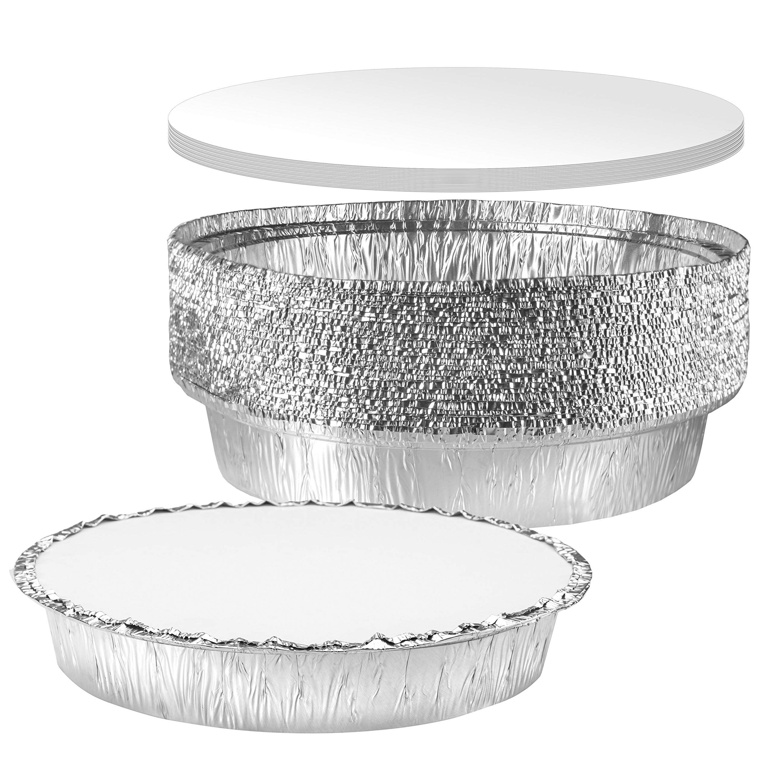 30 Pack 9 Inch Round Aluminum Foil Pans with Lids - Heavy Duty Disposable Baking Pans for Freezer & Oven Safe - Perfect for Pies, Casseroles & Meal Prep