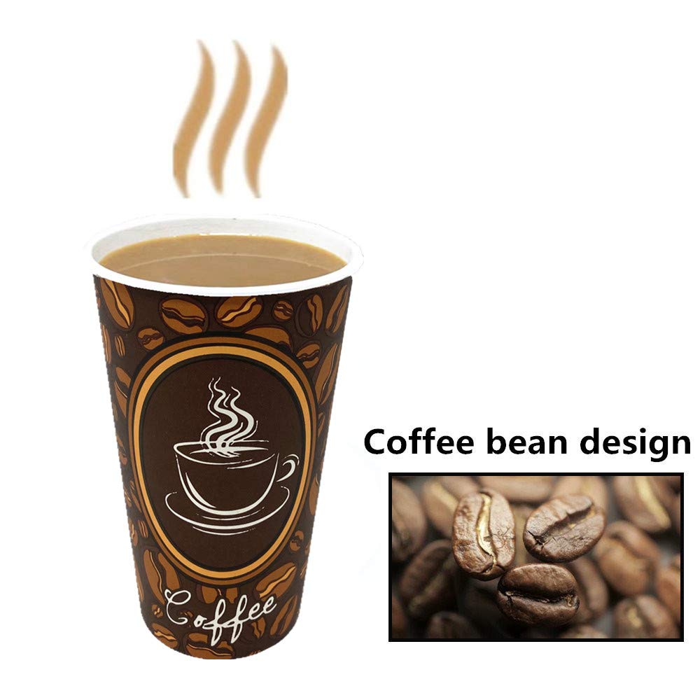 100-Pack Premium Disposable Paper Hot Coffee Cups - 16oz Insulated Cups for Tea & Coffee - Ideal for Coffee Shops, Bars, Offices, and Home Use - Perfect for Morning Brews, Office Meetings, and Catering Events