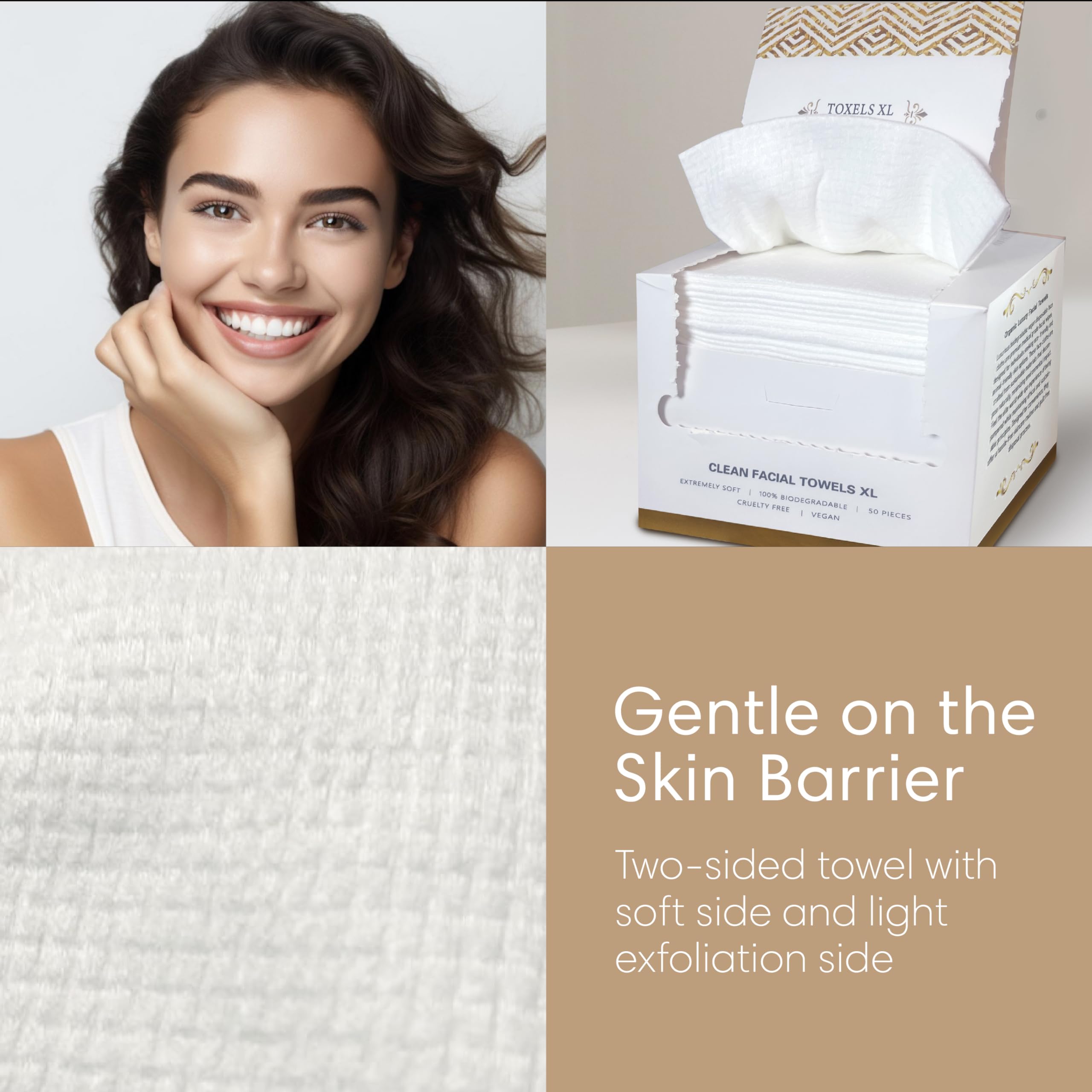 Biodegradable Disposable Face Towels - Extra Large Professional Grade Organic Towels with Luxury Headband | Spa, Travel & Daily Skincare Use