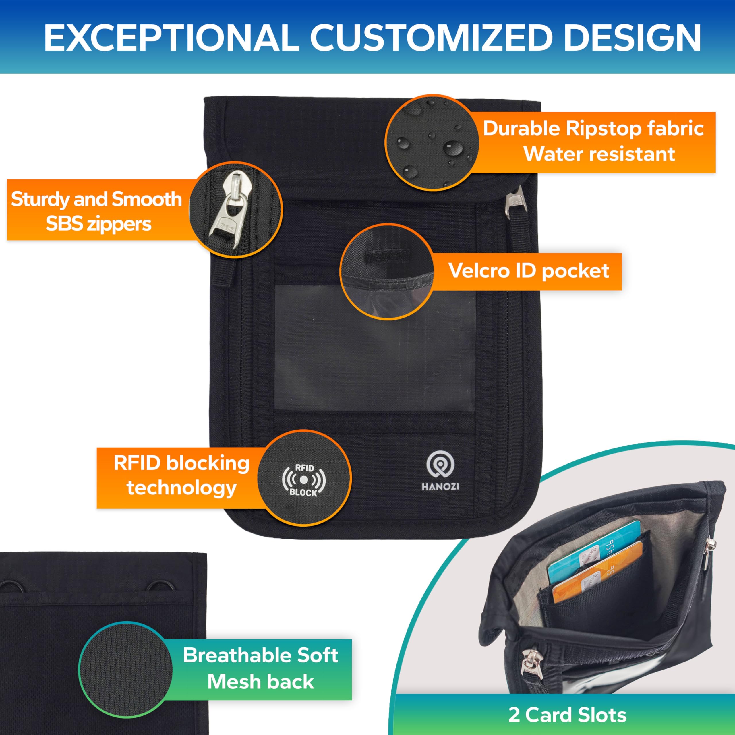 RFID Blocking Travel Neck Wallet for Women & Men - Slim Passport Holder with Secure Pouch for Cash, Credit Cards & Documents | Ideal for Airports, Sightseeing & International Travel