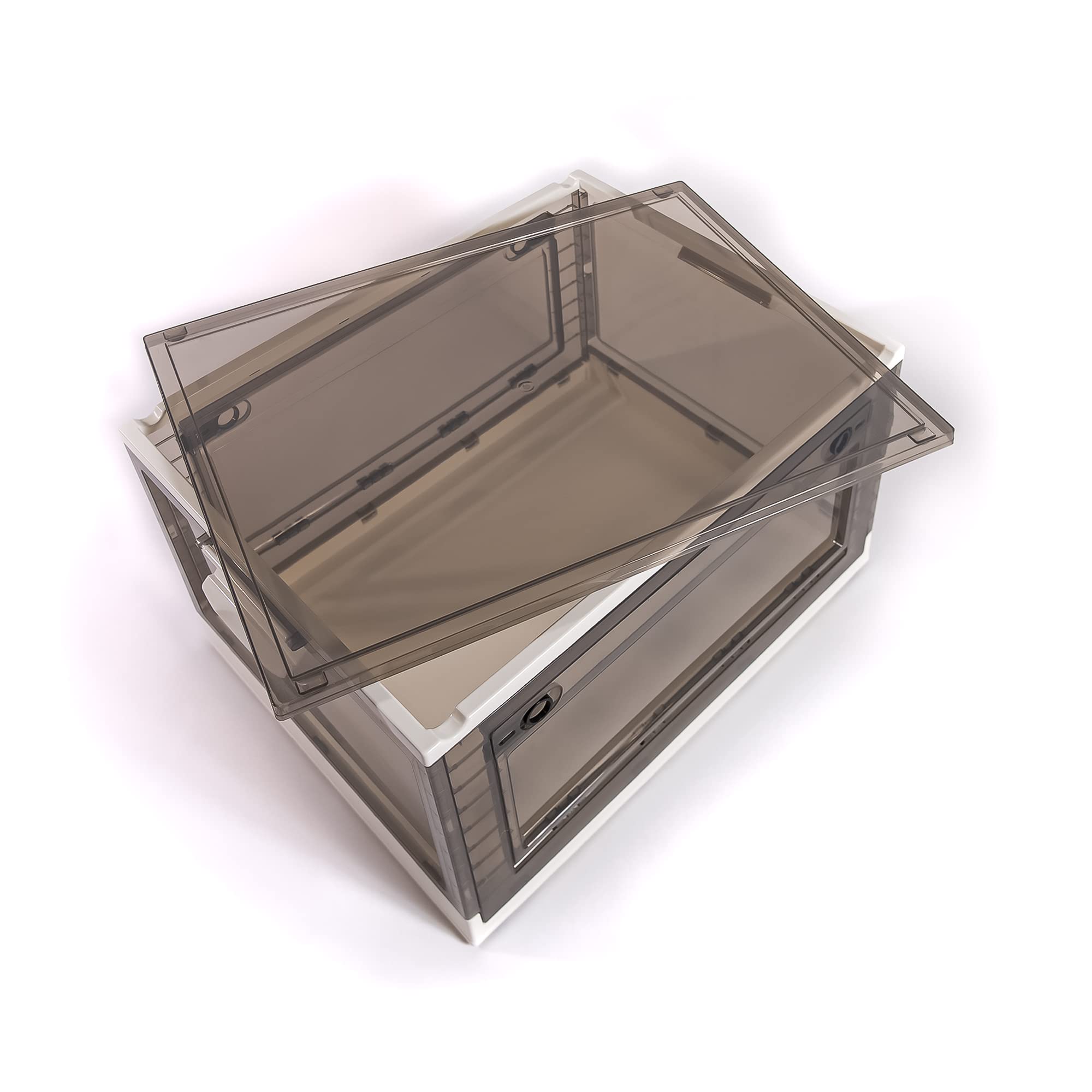 Best 2-Pack X-LARGE Storage Bins with Side Opening - Stackable, Collapsible & Foldable Storage Boxes for Home & Office Organization (White) - Perfect for Closet, Garage, Kids Room & Pantry Storage