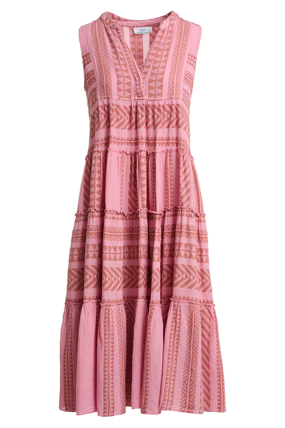 Ella Sleeveless Midi Dress in Camel & Purple/Pink - Perfect for Summer Weddings, Beach Vacations & Casual Outings