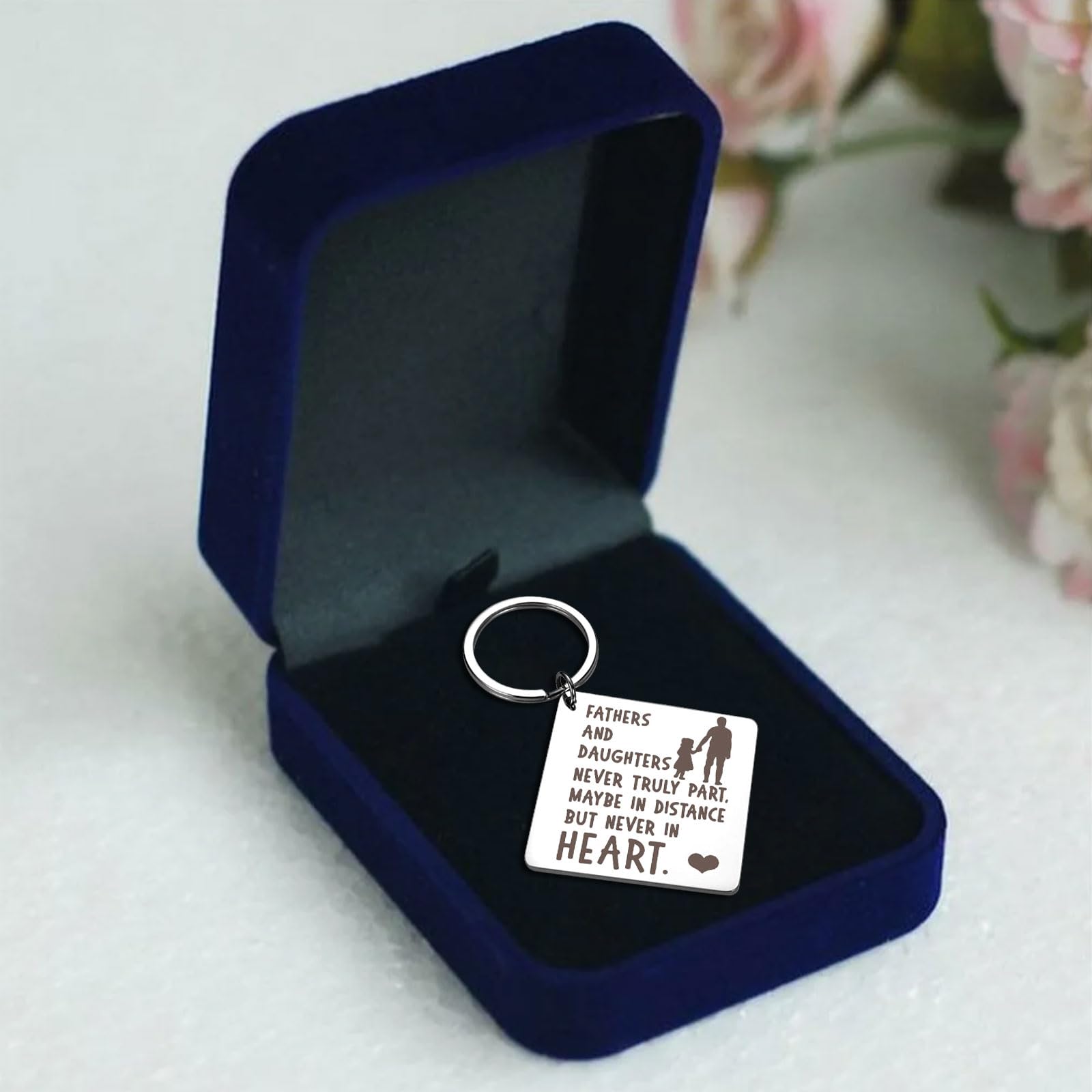 Personalized Stainless Steel Keychain for Dad - Father's Day Gift from Daughter or Son, Engraved Birthday Present for Daddy - Perfect for Keys, Wallets & Everyday Carry