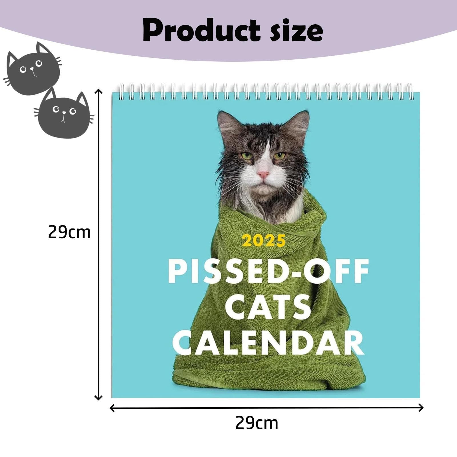 2025 Funny Cat Wall Calendar - Pissed-Off Cats Monthly Planner for Cat Lovers | Cute Creative Calendar with To-Do Lists | Perfect Gift for Office, Home & Classroom Decor