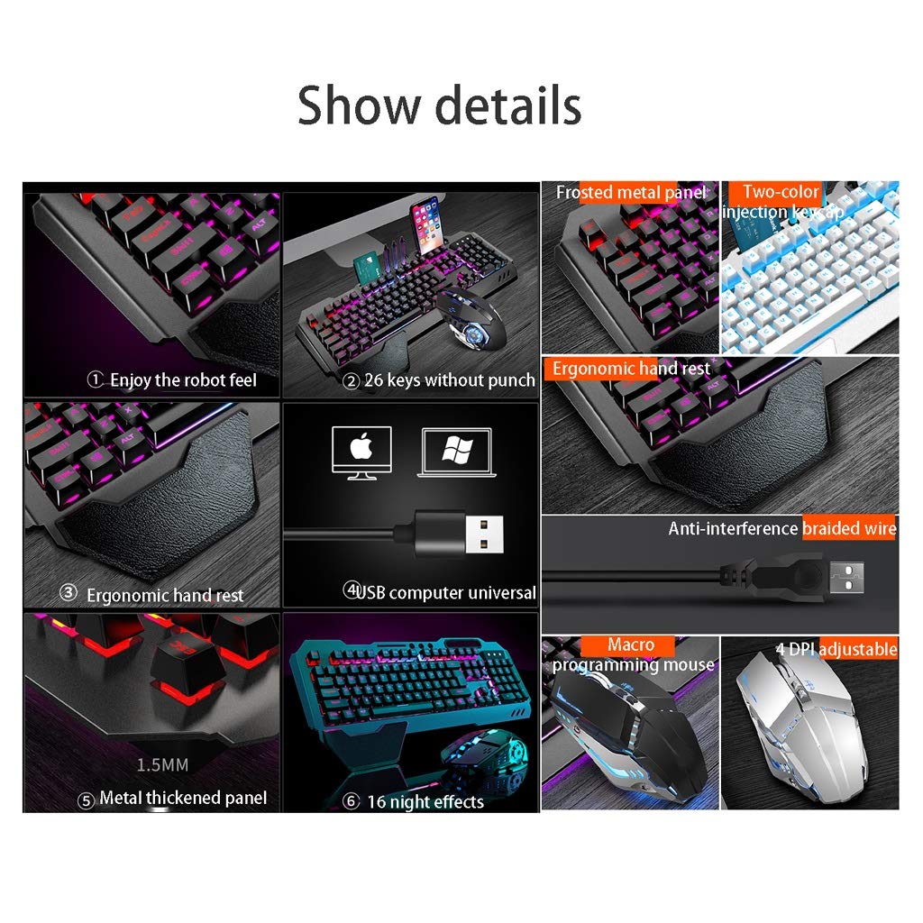 ARCH Gaming Keyboard Mouse Headset Combo - USB Mechanical Keyboard for Windows PC, Laptop & Desktop Computers (RGB Backlit) - Perfect for Gaming, Office Work & Streaming