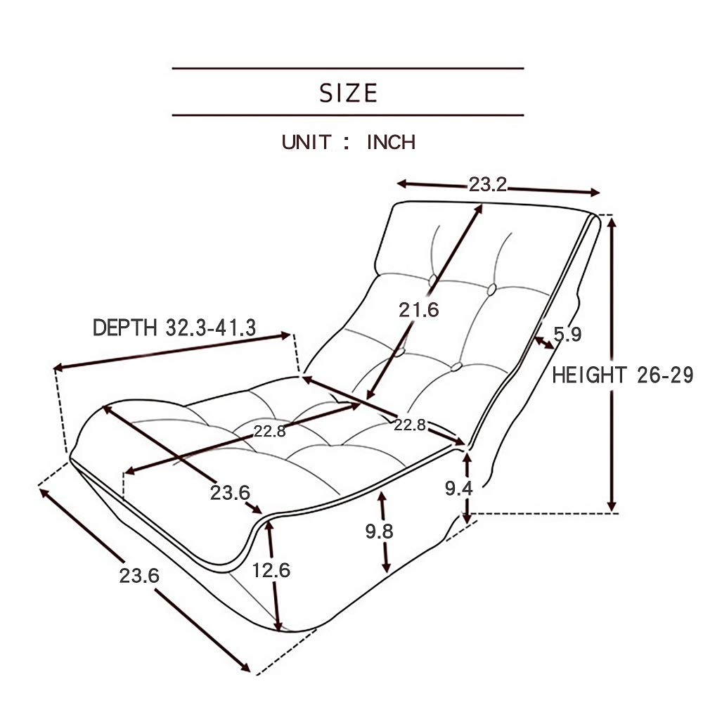 ZeHuoGe Folding Single Floor Sofa Recliner - Adjustable Lazy Sofa Chair for Balcony, Tatami, or Deck - High Backed Leisure Reclining Chair in Gray - Perfect for Relaxing, Reading, or Sunbathing