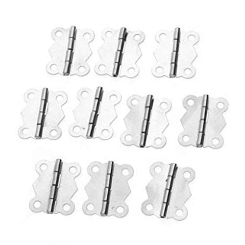 Healifty 10 Pack Mini Butterfly Hinges for Jewelry Box, Wooden Box, Drawer & Cabinet Door - Silver | Small Hardware Hinges for DIY Crafts, Furniture Repair & Home Improvement Projects