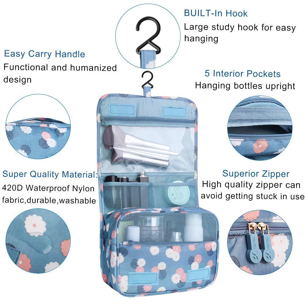 AASTIK Waterproof Hanging Toiletry Bag - Travel Organizer & Cosmetic Pouch for Men & Women - Portable Makeup & Shaving Kit - Perfect for Camping, Gym, Business Trips & Vacation