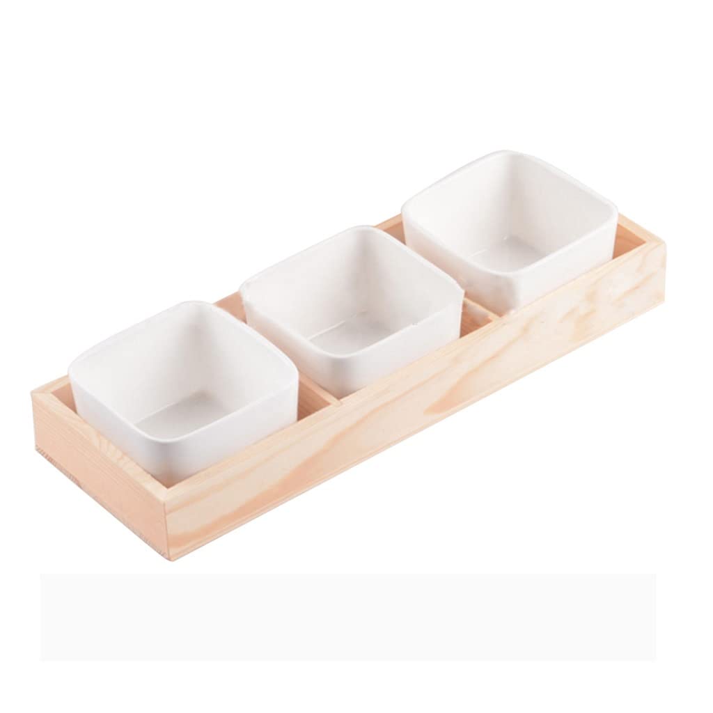 MGWYE 3 Grid Wooden Succulent Planter Box - Decorative Cactus Flower Pot Tray with Bamboo Stand for Home & Office Decor (Wood Color, 3 Grid Size) - Perfect for Windowsills, Desks, and Garden Displays