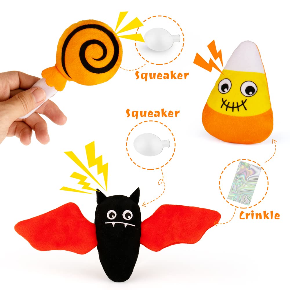 Halloween Dog Toys for Small, Medium & Large Dogs - Durable Squeaky Plush Puppy Toys Set with Pumpkin Design | Interactive Chew Toys for Hide & Seek Play | Perfect for Halloween Parties, Training & Bonding with Your Pet