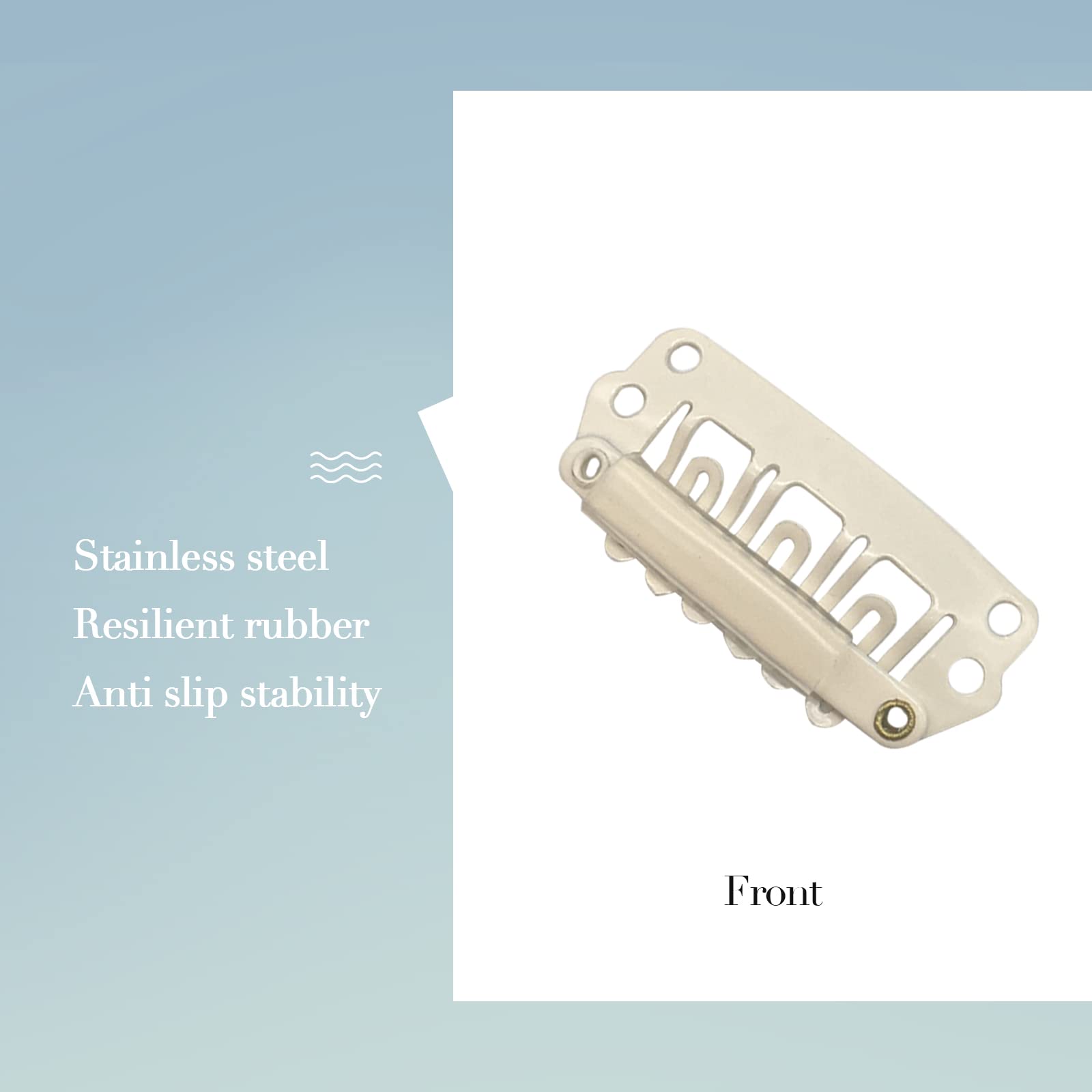 GOO GOO 2-Pack Blonde Stainless Steel 28mm 6-Tooth U-Shape Snap Clips for Hair Extensions - Soft Rubber Pads for Secure Hold | Perfect for Adding Volume, Styling Ponytails & Securing Weaves